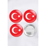 ZipZap Türk Bayrağı Türkiye Al Yıldız Çanta Süsü İğneli Buton Rozet Seti (3 ADET)