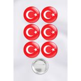 ZipZap Türk Bayrağı Türkiye Al Yıldız Çanta Süsü İğneli Buton Rozet Seti (6 ADET)