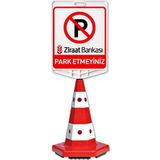 Ziraat Bankası Park Etmeyiniz Logo Çift Taraf Baskı Kedi Gözlü Ağırlıklı Koni Seti Trafik Dubası
