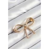 Zirkon Taş Detaylı 3D Fiyonk Figürlü Gold Renk Kadın Broş - Lisinya - 001-Renkli