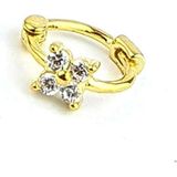 Zirkon Taş Detaylı 925 Ayar Gümüş Üzerine Altın Kaplama Tragus Kıkırdak Halka Piercing