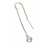 Zirkon taş detaylı gümüş modern zincir tek küpe