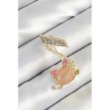 Zirkon Taşlı 3D Kedi Detaylı Nota Figürlü Gold Renk Kadın Broş -1492