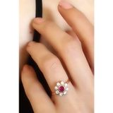 Zirkon taşlı 925ayar gümüş rose çiçek çıtır yüzük
