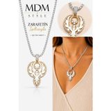 Zirkon Taşlı Anka Kuşu Figürlü Çelik Kolye – Su Yolu Zincir Silver & Gold
