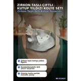 Zirkon Taşlı Çiftli Kutup Yıldızı Kolye 2 Adet 45 Cm Zincir Pirinç Kadın Takı Bx-313622