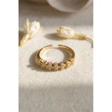 Zirkon Taşlı Gold Renk Vintage Kadın Yüzük - Ebj260822w46294