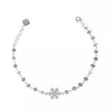 Zirkon Taşlı Gümüş Rengi Kaplama Labradorite Rosary Papatya Gümüş Bileklik
