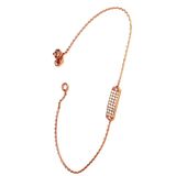 Zirkon taşlı gümüş rose minimal plaka bileklik