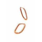 Zirkon taşlı gümüş rose oval küpe