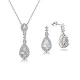 Zirkon Taşlı Işıltılı Damla Diamond Model Kadın Gümüş Kolye Küpe Seti