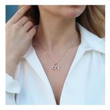Zirkon Taşlı Kilit Ve Anahtar Figürlü Rose Gold Kaplama Gümüş Kolye