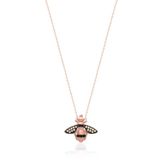 Zirkon Taşlı Rose Altın Kaplamalı Arı Gümüş Kolye