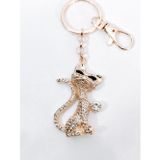 Zirkon Taşlı Rose Gold Kedi Figürlü Lüks Anahtarlık & Çanta Aksesuarı