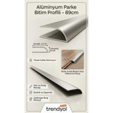 Zirve Alüminyum Alüminyum Oval U 8mm Parke Bitim Profili Çıtası Gri 89 Cm