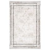 Zirve Gri Çerçeveli Modern Geometrik Etnik Desenli Boho Makinada Yıkanabilir Hafif Hav Toz Vermez Leke Tutmaz Kaymaz Taban Dijital Makine Baskı Halı Oturma Odası Salon Yolluk Koridor Mutfak Halısı