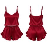 ZİRVE TREND Kadın Bordo Saten Pijama Takımı – Askılı Üst ve Fırfır Detaylı Şort 2 Parça Gecelik Takımı, Ayarlanabilir İnce Askılı, Esnek Belli Rahat Ev Giyim Pijama Seti 3355 BORDO