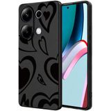 ZİRVE Xiaomi Redmi Note 13 Pro 4G İle Uyumlu Kılıf Kadife İç Yüzey Özel Tasarım Baskılı Kamera Korumalı Yüksek Kalite Telefon Kılıfı WİNS Siyah Kalp