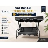 Zish Home ALTALENO Antrasit 2 Kişilik 130×45 cm Süngerli Bahçe Balkon Salıncak Minderi | Yıkanabilir Kılıflı, Tenteli Keten Kumaş Tekstil Seti | 24 DNS 8 cm Orta Sert Sünger