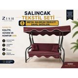 Zish Home ALTALENO Bordo 2 Kişilik 130×45 cm Süngerli Bahçe Balkon Salıncak Minderi | Yıkanabilir Kılıflı, Tenteli Keten Kumaş Tekstil Seti | 24 DNS 8 cm Orta Sert Sünger