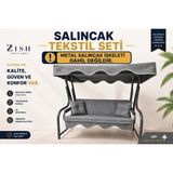 Zish Home ALTALENO Gri 2 Kişilik 130×45 cm Geniş Tenteli Süngerli Bahçe Balkon Salıncak Minderi | Yıkanabilir Kılıflı Keten Kumaş Tekstil Seti | 24 DNS 8 cm Orta Sert Sünger