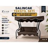 Zish Home ALTALENO Kahverengi 3 Kişilik 164×48 cm Süngerli Bahçe Balkon Salıncak Minderi | Yıkanabilir Kılıflı, Tenteli Keten Kumaş Tekstil Seti | 24 DNS 8 cm Orta Sert Sünger