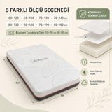 Zish Home Baby Nature 8 cm Sünger Bebek ve Çocuk Yatağı | Beşik, Park Yatak, Montessori ve Çocuk Karyolası | Fermuarlı Yıkanabilir Kılıf | Kapok Kumaş | 24 Dns Orta Sert Sünger | Koruyucu Süprem - 70 x 130 cm