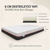 Zish Home Baby Nature 8 cm Sünger Bebek ve Çocuk Yatağı | Beşik, Park Yatak, Montessori ve Çocuk Karyolası | Fermuarlı Yıkanabilir Kılıf | Kapok Kumaş | 24 Dns Orta Sert Sünger | Koruyucu Süprem - 80 x 140 cm