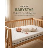 Zish Home Babystar 10 cm Sünger Bebek ve Çocuk Yatağı | Fermuarlı Yıkanabilir Kılıf | Beşik, Anne Yanı, Park Yatak ve Montessori | 24 Dns Orta Sert Sünger | Koruyucu Süprem | Tamzara Kumaş - 80 x 180 cm