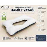 Zish Home FERANESTA HYBRIT Hamile ve Emzirme Yastığı | 5 Bölge ve Tam Vücut Destekli | Fermuarlı Yıkanabilir Kılıf | Clean Fresh ve Keten Kumaş | 80×125 cm - 80 x 120 cm - Antrasit - Beyaz