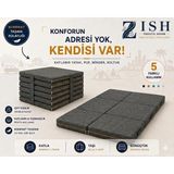 Zish Home FLEXA Antrasit 7 cm Katlanır Sünger Yatak | Yer Yatağı, Misafir Yatağı | Puf, Koltuk, Şilte ve Minder Kullanımı | Taşıma Kulplu | Fermuarlı Yıkanabilir Keten Kılıf | 24 DNS Orta Sert Sünger - 120 × 200 cm