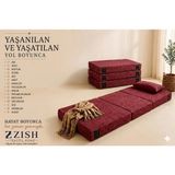 Zish Home FLEXA Bordo 7 cm Katlanır Sünger Yatak | Yer Yatağı, Misafir Yatağı | Puf, Koltuk, Şilte ve Minder Kullanımı | Taşıma Kulplu | Fermuarlı Yıkanabilir Keten Kılıf | 24 DNS Orta Sert Sünger - 90 × 200 cm