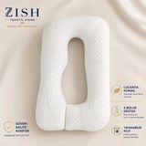 Zish Home HUGGLE Hamile ve Emzirme Yastığı | 5 Bölge ve Tam Vücut Destekli | 2200 gr Boncuk Elyaf | Fermuarlı Yıkanabilir Kılıf | 250 gr Lucanta Yatak Kumaşı | 80×125 cm - 80 x 120 cm - Beyaz