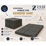 Zish Home Multipurpose 5 In 1 Antrasit Çift Kişilik Katlanır Süngerli Misafir Yer Yatağı ve Balkon Minderi 7cm - 160 × 200 cm