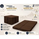 Zish Home Multipurpose 5 In 1 Kahverengi Çift Kişilik Katlanır Süngerli Misafir Yer Yatağı ve Minder 7cm - 160 × 200 cm
