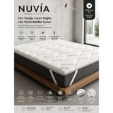 Zish Home Nuvia 7 cm Yatak Pedi, Topper ve Şilte | 4 Köşe Lastikli Kapitoneli Sünger Yer Yatağı ve Misafir Yatağı | 24 DNS Orta Sert Sünger | Tamzara Kumaş - 140 × 200 cm