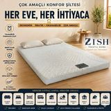 Zish Home SPACE 5 cm Yatak Pedi, Topper ve Şilte | Fermuarlı Yıkanabilir Kılıf | Yer Yatağı, Misafir Yatağı, Kanepe ve Koltuk Üstü | 24 DNS Orta Sert Sünger | 250 gr Lucanta Kumaş - Beyaz - 100 x 200 cm