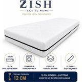 Zish Tekstil Eco Comfort 12 cm Yıkanabilir Kılıflı Sünger Yatak | Yer, Misafir, Kamp ve Karavan Yatağı, Şilte | 8 cm 24 DNS Orta Sert + 2 cm 24 DNS Hyper Soft | Tamzara Kumaş, Koruyucu Süprem - 160 x 200 cm