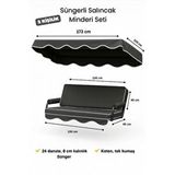 Zish Tekstil Gri Keten Kumaş Süngerli Gölgelikli 2 Kişilik Salıncak Minderi 8 Cm