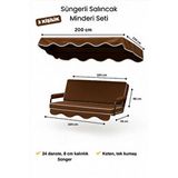 Zish Tekstil Kahverengi Keten Kumaş Süngerli Gölgelikli 3 Kişilik Salıncak Minderi 8 Cm