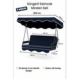 Zish Tekstil Mavi Keten Kumaş Süngerli Gölgelikli 3 Kişilik Salıncak Minderi 8 Cm