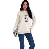 Zishan Fashion Ayıcıklı Kazak V4 - Kadın Triko Kazak Standart Beden 007 - 113-Krem