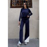 ZISHAN Kol ve Paçada Şerit Tasarım Oversize Beden Kazak Pantalon İkili Triko Takım 034