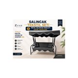 Zishome 2 Kişilik Bahçe Balkon Salıncağı Tekstil Seti 140x45x8 Cm Minder Ölçüsü Oturak Sırt Minderi ve Tente Takımı Antrasit, Metal iskelet dahil değildir