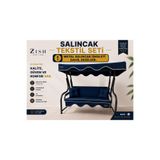 zishtekstil ALTALENO Mavi 3 Kişilik 164×48 cm Süngerli Bahçe Balkon Salıncak Minderi | Yıkanabilir Kılıflı, Tenteli Keten Kumaş Tekstil Seti | 24 DNS 8 cm Orta Sert Sünger