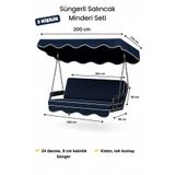 zishtekstil Keten Kumaş Süngerli Gölgelikli 3 Kişilik Salıncak Minderi 8 cm