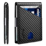Zitahli Erkek Cüzdanlar İnce - Para Klipsi İnce Deri Yuvaları Kredi Kartı Tutucu RFID Engelleme Bifold Minimalist Cüzdan Hediye Kutusu ile, Karbon Siyah, Modern