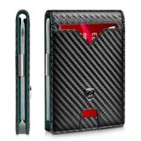 Zitahli Para Klipsli Erkekler için İnce Cüzdan, Minimalist Ön Cep RFID Engelleme Deri Cüzdanlar Bifold Kredi Kartı Tutacağı, 11 Kart Yuvası ve Hediye Kutulu Kimlik Penceresi, Karbon Siyahı ve Yeşil,