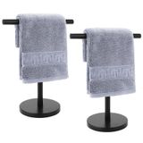 Zitalupy T-Shape Banyo Havlu Tutacağı Standı, Paslanmaz Çelik Ayaklı Ayaklı El Havlusu Askısı, Banyo Mutfak ve Tezgah için, Mat Siyah, 2'li Paket
