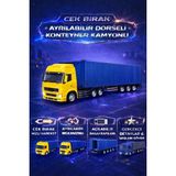 Ziventa 30 cm Çek Bırak Ayrılabilir Dorse Konteyner Kamyon Açılır Bagaj Kapılı Diecast Metal Oyuncak Tır - Sarı - Lacivert